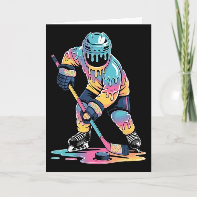 Funny Hockey Ice Cream Drip Boys Youth Hockey Play Card (Front)