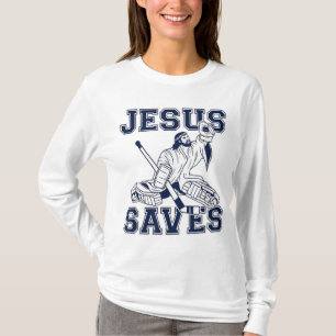 Funny Hockey - Jesus Saves - Goalie T-Shirt
