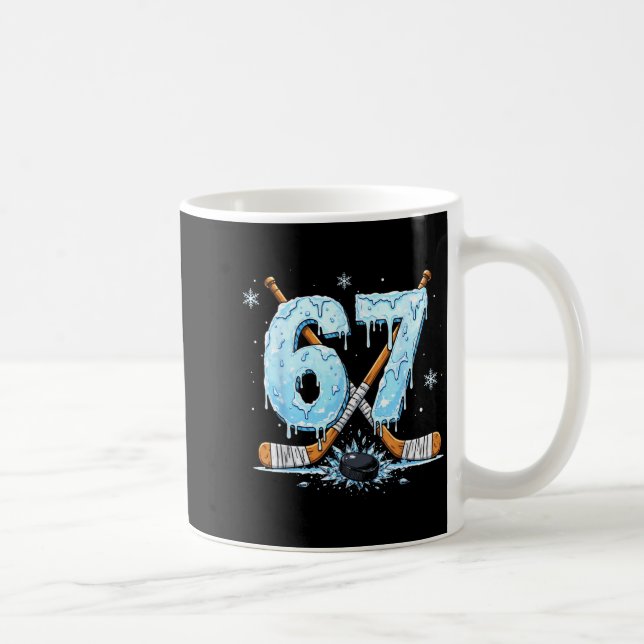 Funny Hockey Lovers Drip 6-7 Number Six Seven Puck Coffee Mug (Right)