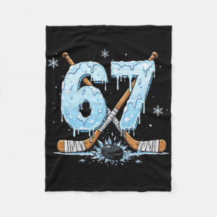 Funny Hockey Lovers Drip 6-7 Number Six Seven Puck Fleece Blanket