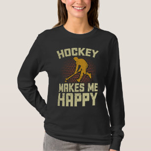Funny Hockey Makes Me Happy Ice Hockey Frisbee 3 T-Shirt