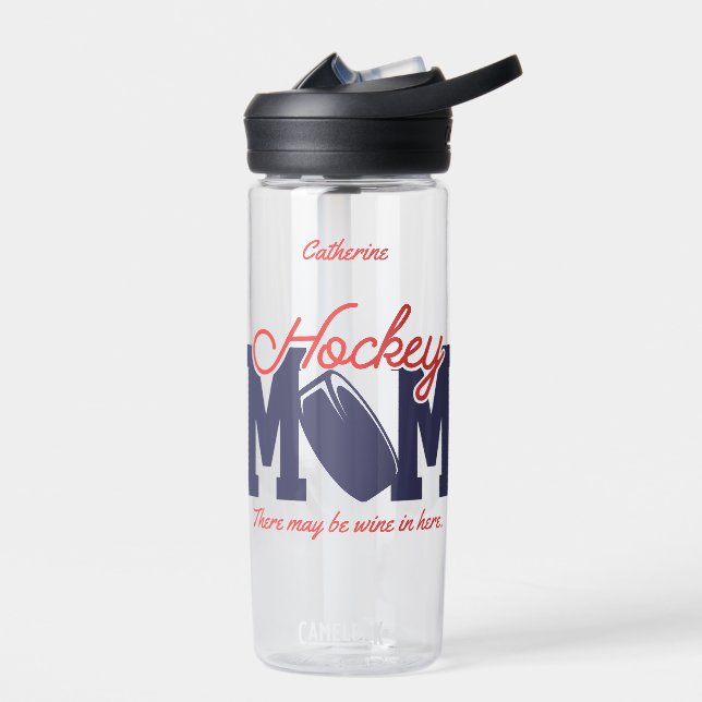 Funny Hockey Mum Personalised Water Bottle (Left)