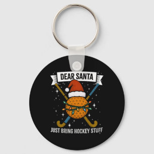 Funny Hockey Player, Mom, Wife Christmas Hat Light Key Ring