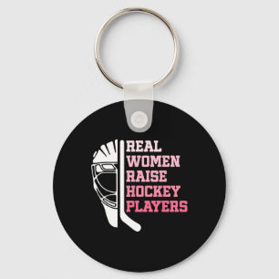 Funny Hockey Shirt For Women Real Women Raise Hock Key Ring