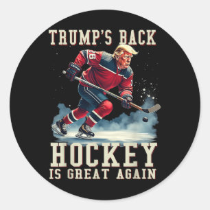 Funny Hockey Trump Player Cool Vintage Ice Hockey Classic Round Sticker