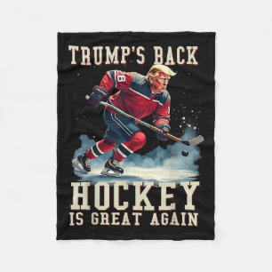 Funny Hockey Trump Player Cool Vintage Ice Hockey Fleece Blanket