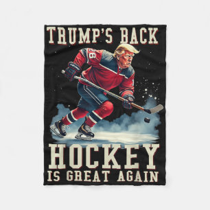 Funny Hockey Trump Player Cool Vintage Ice Hockey Fleece Blanket