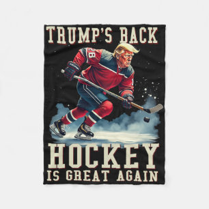 Funny Hockey Trump Player Cool Vintage Ice Hockey  Fleece Blanket
