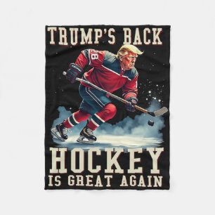 Funny Hockey Trump Player Cool Vintage Ice Hockey Fleece Blanket