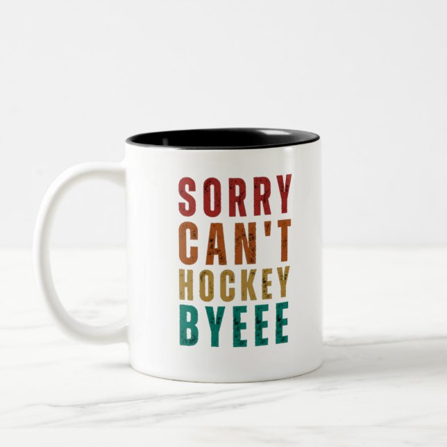 Funny Hockey Two-Tone Coffee Mug (Left)