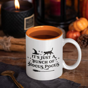 Funny Hocus Pocus Black Cat Witch Halloween Two-Tone Coffee Mug