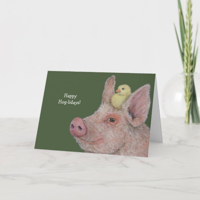 Funny Hog holiday card (Front)