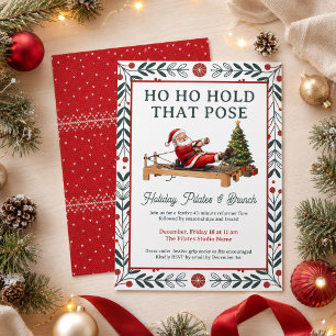 Funny HoHoHold That Pose Christmas Pilates Brunch Invitation