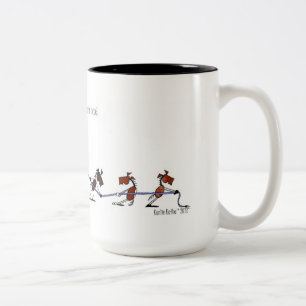 Funny Hold Your Horses Cartoon Two-Tone Coffee Mug