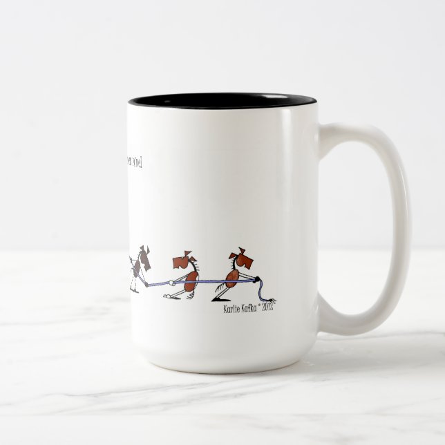Funny Hold Your Horses Cartoon Two-Tone Coffee Mug (Right)
