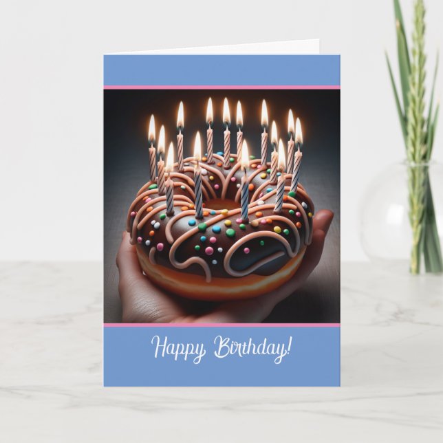 Funny "Hole Foods" Birthday with Decorated Doughnu Card (Front)