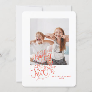 Funny Holiday Card Script Lettering Naughty Nice