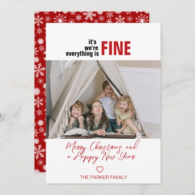 Funny Holiday Cards Everything is Fine Photo (Front/Back)