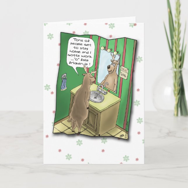 Funny Holiday Cards: Working Christmas Eve Card (Front)