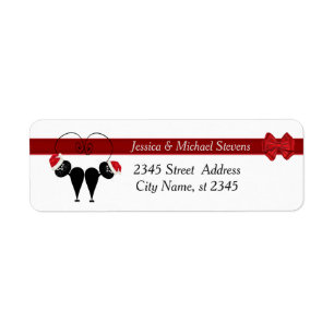 Funny holiday cartoon Santa cat love couple Return Address Label