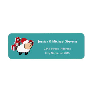 Funny holiday cartoon Santa sheep Label Return Address Label