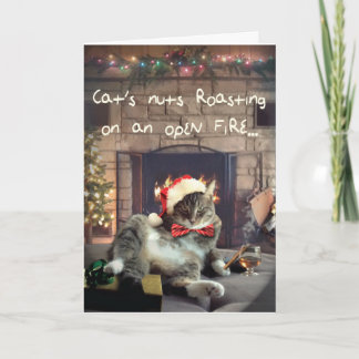 Funny Holiday Cat Card, Cat's Nuts Roasting