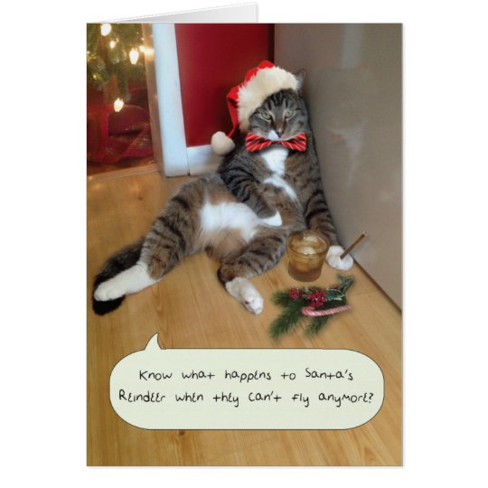 Funny Holiday Cat Card, Santa's Reindeer Card
