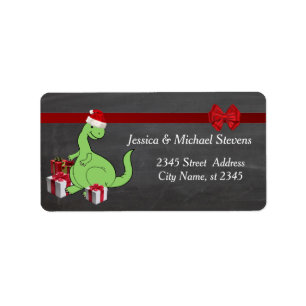 Funny holiday chalkboard cute Santa dinosaur Label