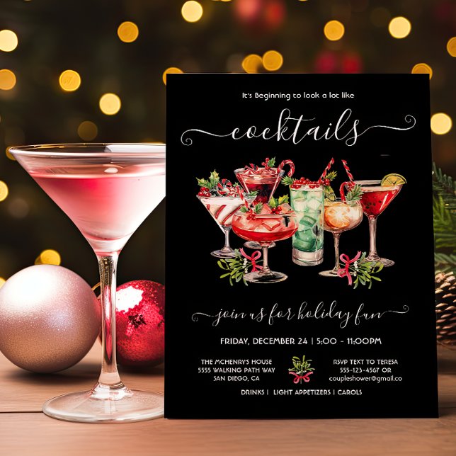 Funny Holiday Christmas Cocktails Party Invitation (Creator Uploaded)