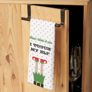 Funny Holiday Christmas Party Elf  Tea Towel