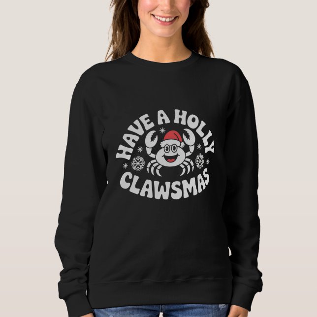 Funny Holiday Crab Illustration for Christmas Gift Sweatshirt (Front)
