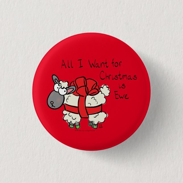 Funny Holiday Cute Sheep Christmas Cartoon 3 Cm Round Badge (Front)
