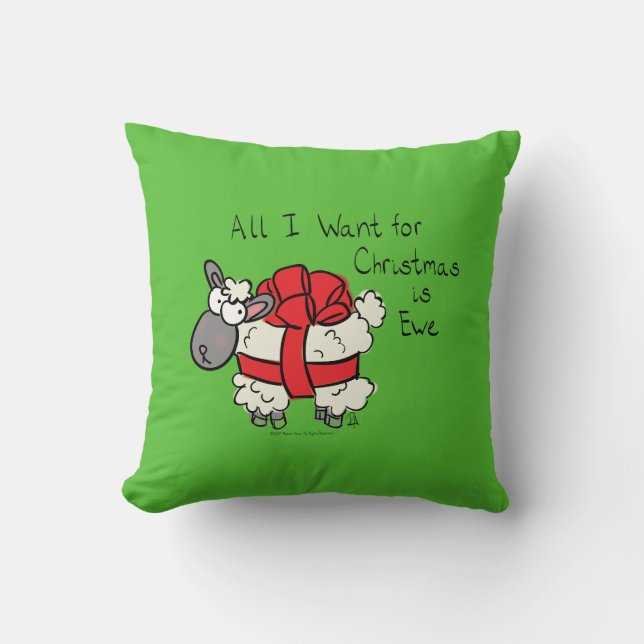 Funny Holiday Cute Sheep Christmas Cartoon Cushion (Front)