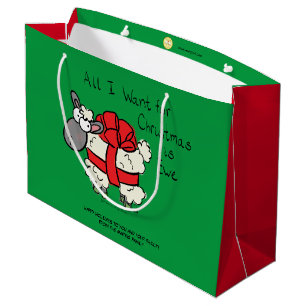 Funny Holiday Cute Sheep Christmas Cartoon Large Gift Bag