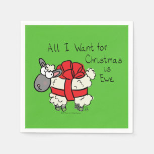 Funny Holiday Cute Sheep Christmas Cartoon Napkin