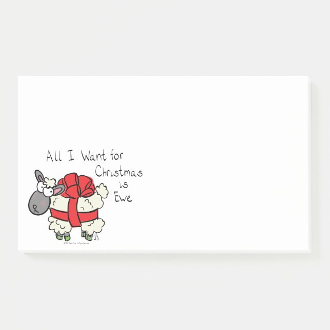 Funny Holiday Cute Sheep Christmas Cartoon Post-it Notes (Front)