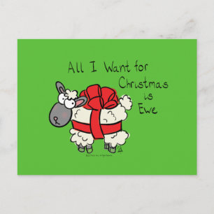 Funny Holiday Cute Sheep Christmas Cartoon Postcard