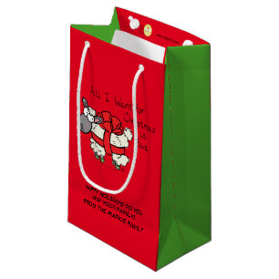 Funny Holiday Cute Sheep Christmas Cartoon Small Gift Bag
