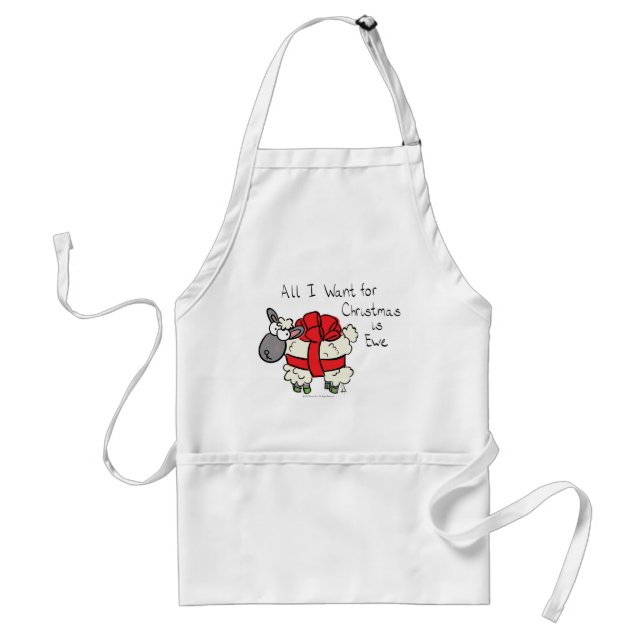 Funny Holiday Cute Sheep Christmas Cartoon Standard Apron (Front)