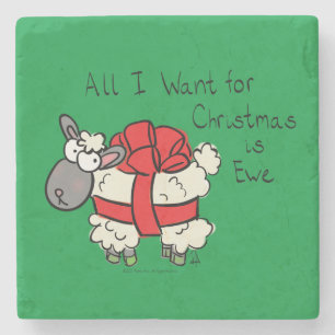 Funny Holiday Cute Sheep Christmas Cartoon Stone Coaster