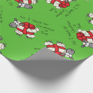 Funny Holiday Cute Sheep Christmas Cartoon Wrapping Paper
