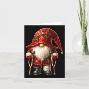Funny Holiday Gnome Crutches Christmas Ornament Fo Card