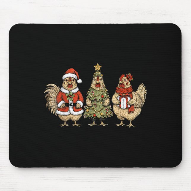 Funny Holiday Hen Christmas Chicken  Mouse Pad (Front)