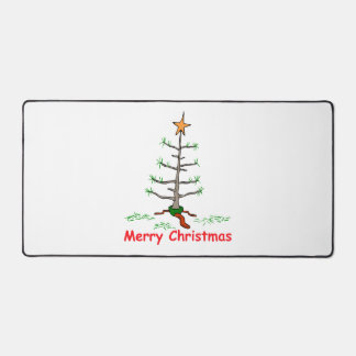 Funny Holiday Joke Sad Tree Merry Christmas Desk Mat