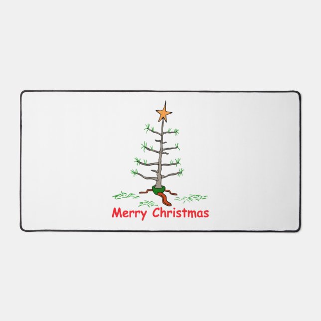 Funny Holiday Joke Sad Tree Merry Christmas Desk Mat (Front)