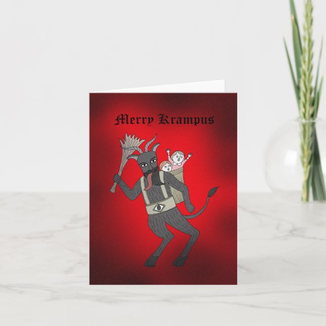 Funny Holiday Krampus Strange Weird Christmas  Card (Front)