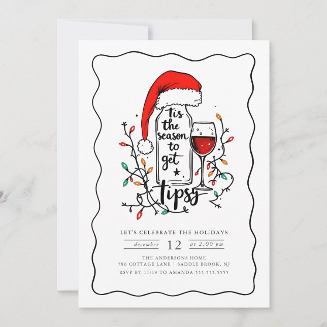 Funny Holiday Party Invitation Wine Theme (Front)