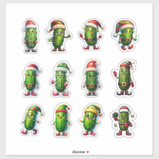 Funny Holiday Pickles in Santa Hats