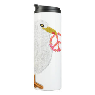 Funny holiday seagull with peace symbol thermal tumbler