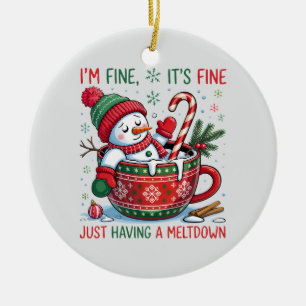 “Funny Holiday – Snowman Meltdown Ceramic Ornament